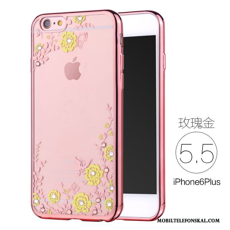 iPhone 6/6s Plus Fallskydd Mjuk Lyxiga Skal Telefon Silikon Rosa Guld Strass