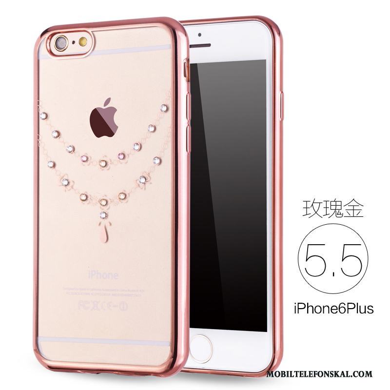 iPhone 6/6s Plus Fallskydd Mjuk Lyxiga Skal Telefon Silikon Rosa Guld Strass