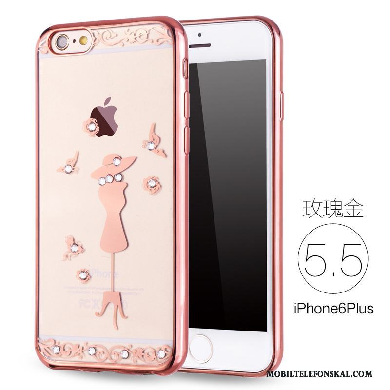 iPhone 6/6s Plus Fallskydd Mjuk Lyxiga Skal Telefon Silikon Rosa Guld Strass