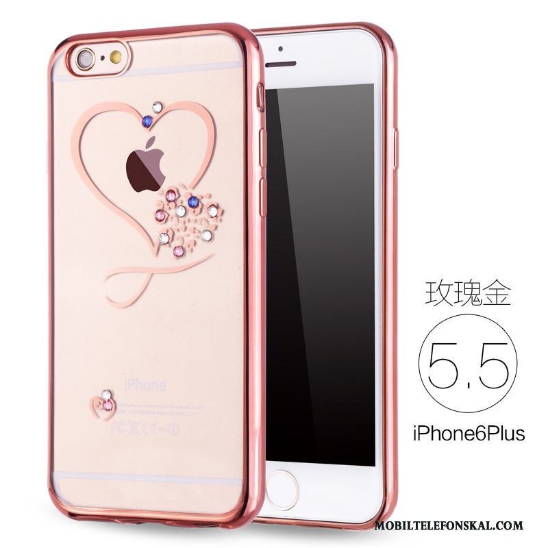 iPhone 6/6s Plus Fallskydd Mjuk Lyxiga Skal Telefon Silikon Rosa Guld Strass