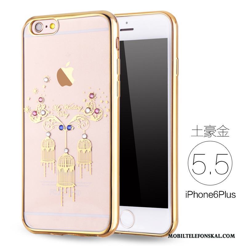 iPhone 6/6s Plus Fallskydd Mjuk Lyxiga Skal Telefon Silikon Rosa Guld Strass