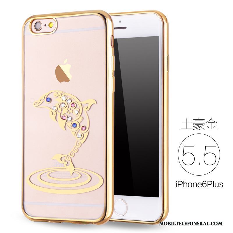 iPhone 6/6s Plus Fallskydd Mjuk Lyxiga Skal Telefon Silikon Rosa Guld Strass