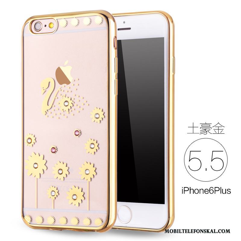 iPhone 6/6s Plus Fallskydd Mjuk Lyxiga Skal Telefon Silikon Rosa Guld Strass