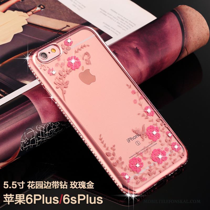 iPhone 6/6s Plus Skal All Inclusive Fallskydd Ny Rosa Guld Strass Silikon Trend Varumärke