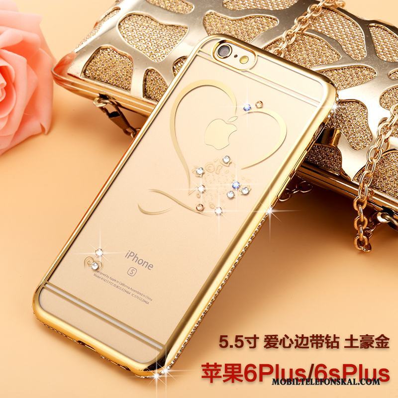 iPhone 6/6s Plus Skal All Inclusive Fallskydd Ny Rosa Guld Strass Silikon Trend Varumärke