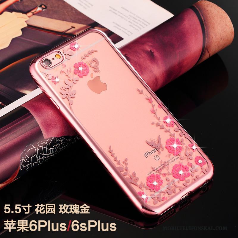 iPhone 6/6s Plus Skal All Inclusive Fallskydd Ny Rosa Guld Strass Silikon Trend Varumärke