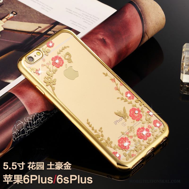 iPhone 6/6s Plus Skal All Inclusive Fallskydd Ny Rosa Guld Strass Silikon Trend Varumärke