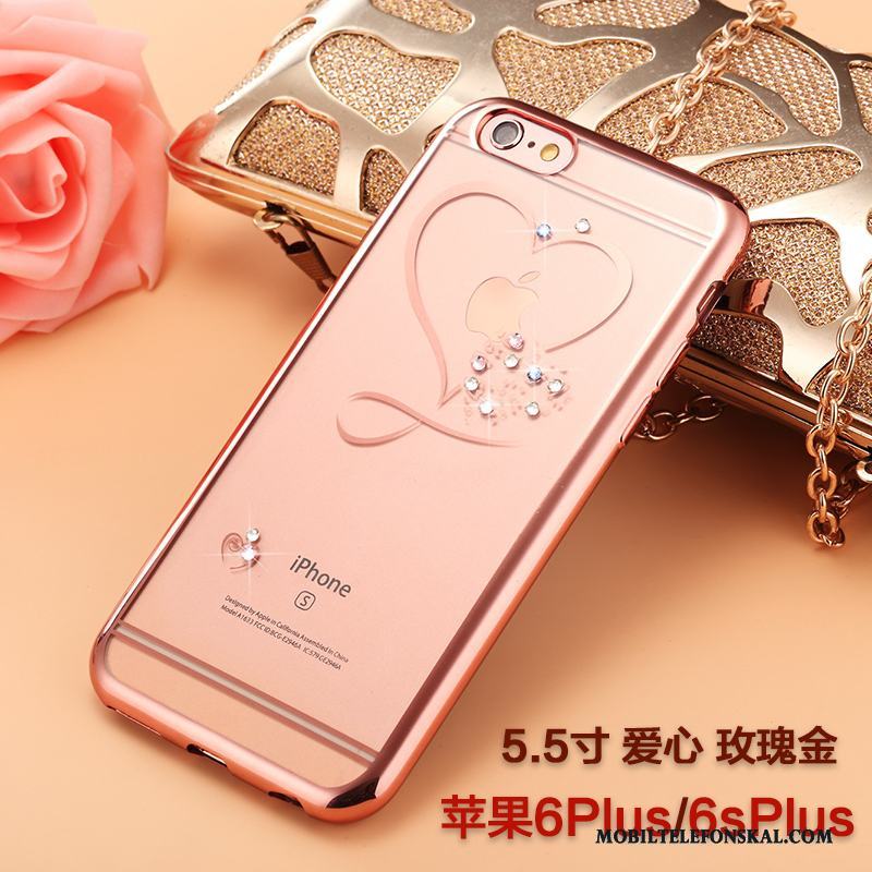 iPhone 6/6s Plus Skal All Inclusive Fallskydd Ny Rosa Guld Strass Silikon Trend Varumärke