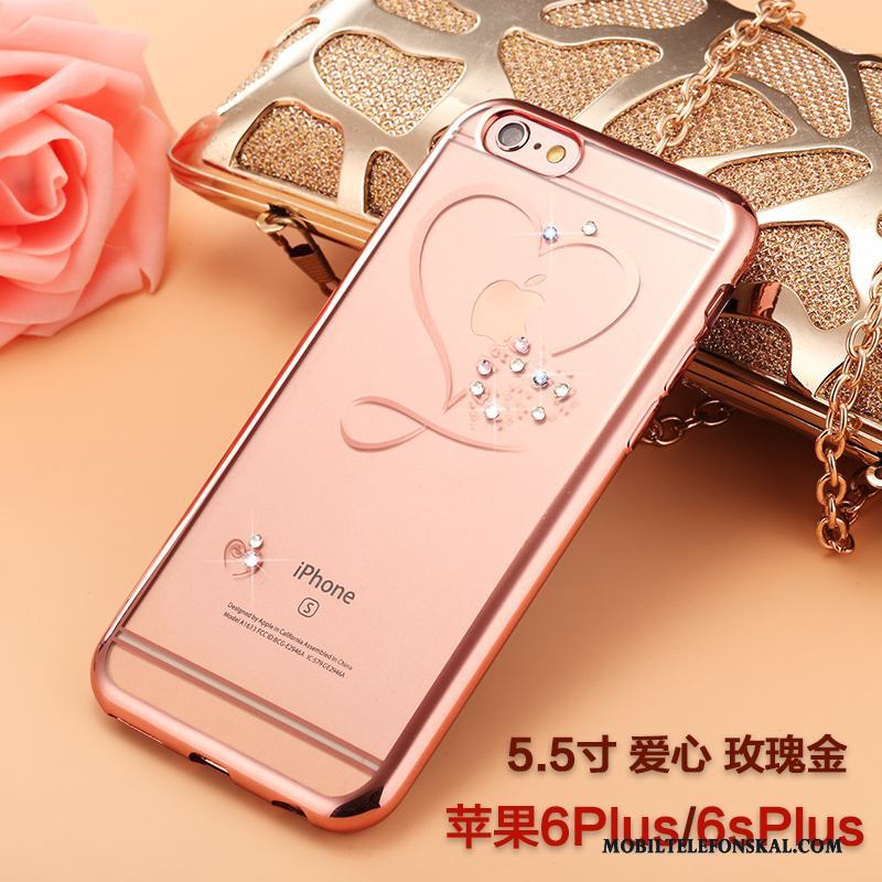 iPhone 6/6s Plus Skal All Inclusive Fallskydd Ny Rosa Guld Strass Silikon Trend Varumärke