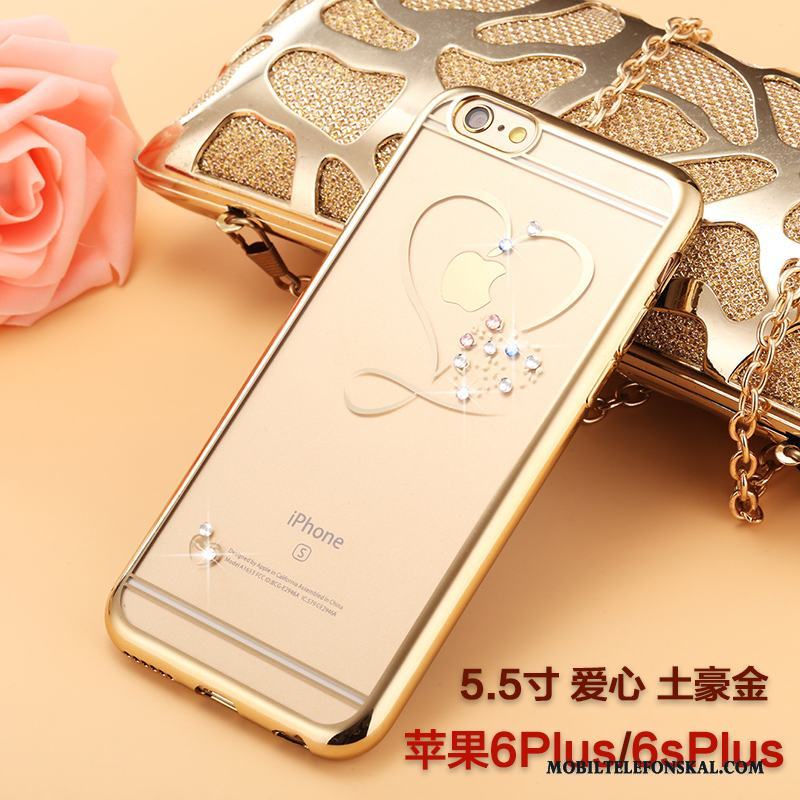 iPhone 6/6s Plus Skal All Inclusive Fallskydd Ny Rosa Guld Strass Silikon Trend Varumärke