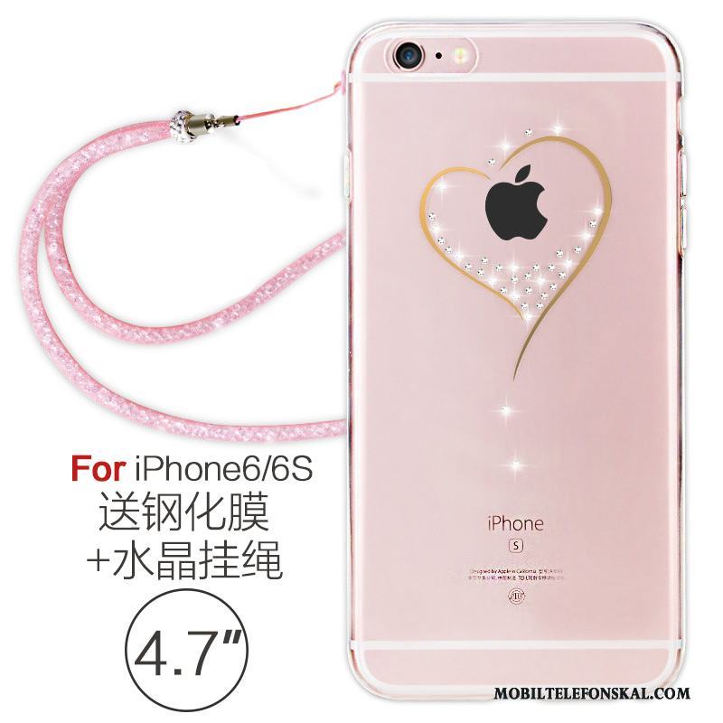 iPhone 6/6s Silikon Skal Telefon Hängsmycken Strass Transparent Elegant Mjuk