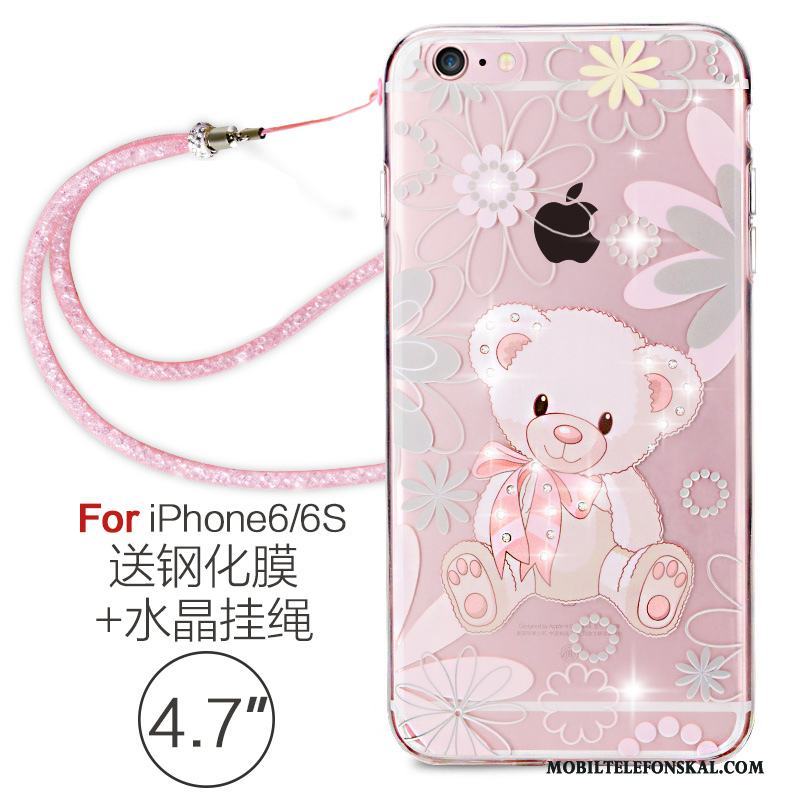 iPhone 6/6s Silikon Skal Telefon Hängsmycken Strass Transparent Elegant Mjuk