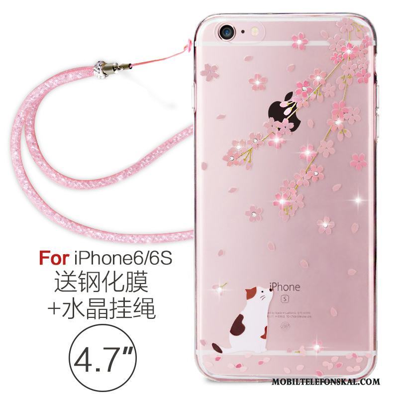 iPhone 6/6s Silikon Skal Telefon Hängsmycken Strass Transparent Elegant Mjuk