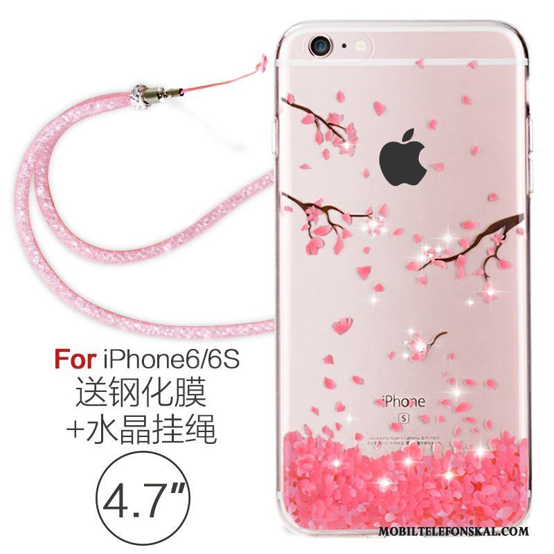 iPhone 6/6s Silikon Skal Telefon Hängsmycken Strass Transparent Elegant Mjuk