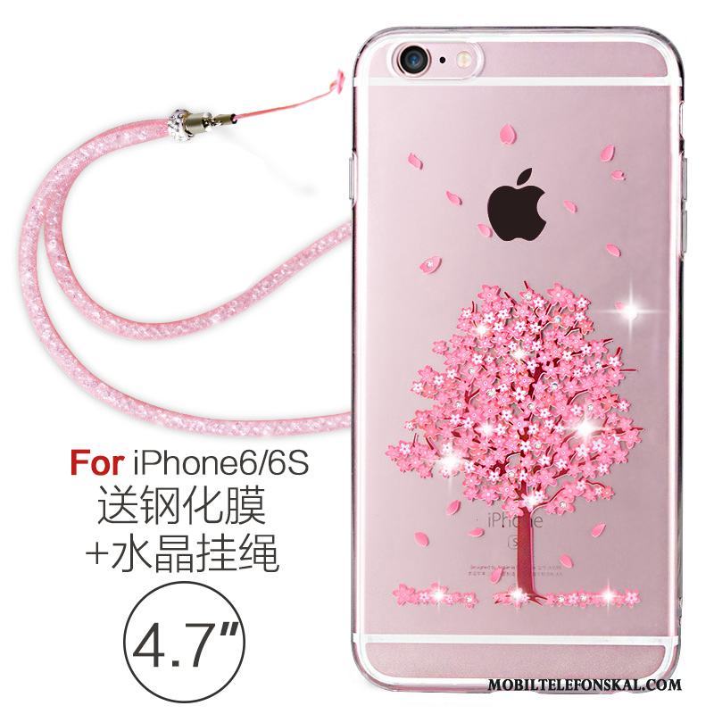 iPhone 6/6s Silikon Skal Telefon Hängsmycken Strass Transparent Elegant Mjuk