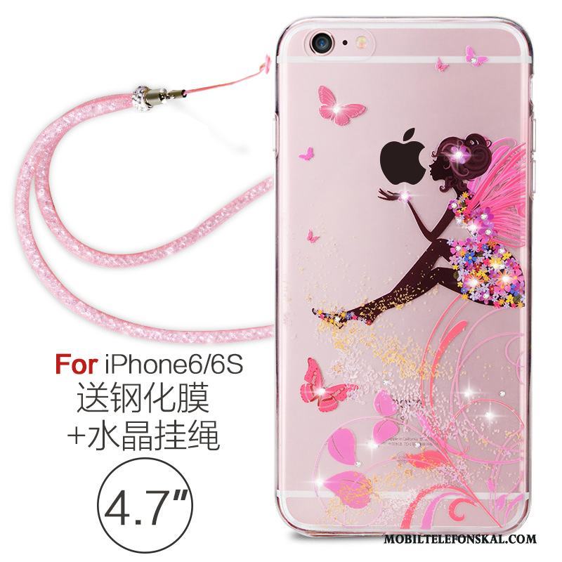 iPhone 6/6s Silikon Skal Telefon Hängsmycken Strass Transparent Elegant Mjuk