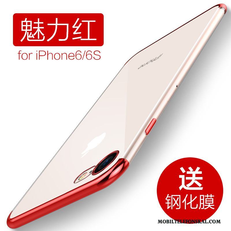 iPhone 6/6s Skal Telefon Guld Röd Ny Transparent Mjuk Fallskydd