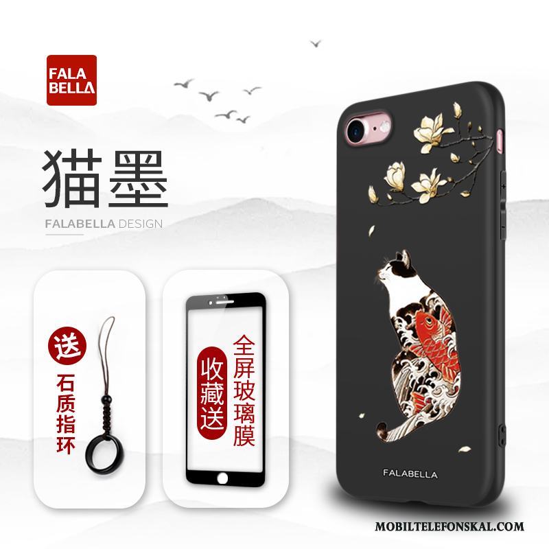 iPhone 7 All Inclusive Fallskydd Skal Telefon Silikon Mjuk Svart Kinesisk Stil