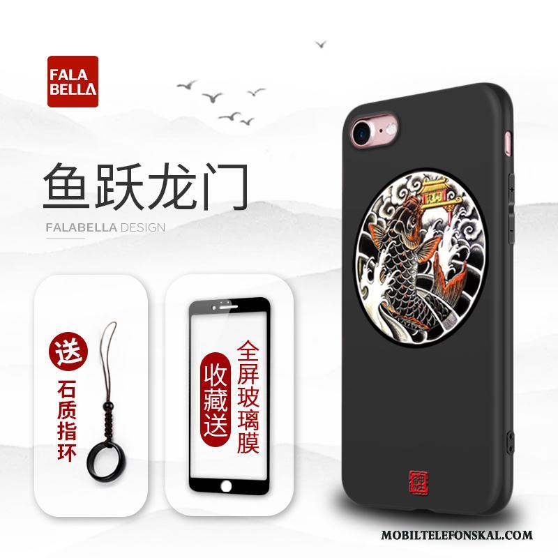 iPhone 7 All Inclusive Fallskydd Skal Telefon Silikon Mjuk Svart Kinesisk Stil