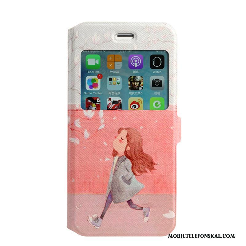 iPhone 7 Clamshell Fodral Fallskydd Läderfodral Målade Skal Telefon Rosa