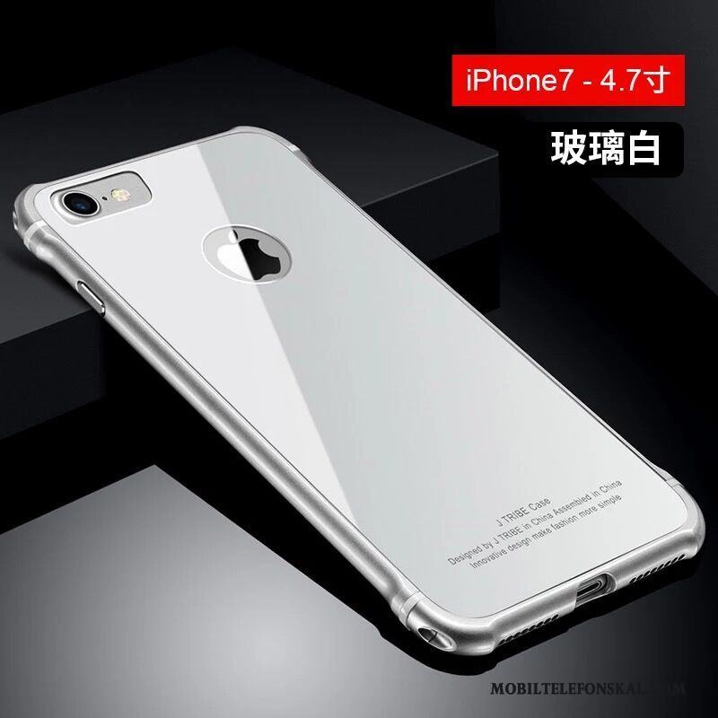 iPhone 7 Fodral Skal Telefon Trend Glas Metall Fallskydd Blå