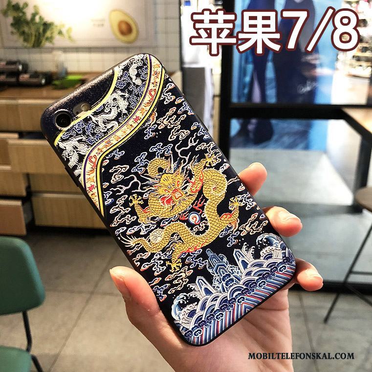 iPhone 7 Kinesisk Drake Totem Blå Fallskydd Kreativa Skal Telefon Fodral