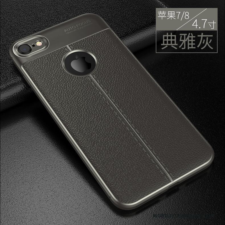 iPhone 7 Läder Skal Trend Mjuk Blå Mönster Fallskydd