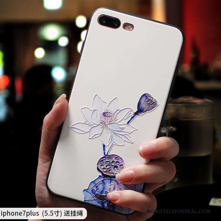 iPhone 7 Plus Kinesisk Stil Skal Telefon Hängsmycken All Inclusive Rosa Silikon Mjuk