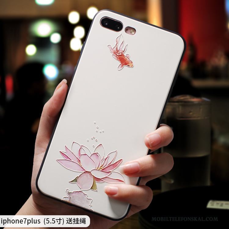 iPhone 7 Plus Kinesisk Stil Skal Telefon Hängsmycken All Inclusive Rosa Silikon Mjuk