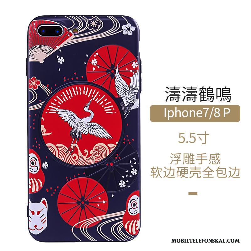 iPhone 7 Plus Konst Skal Telefon Kinesisk Stil Vind Fodral Skydd Blå