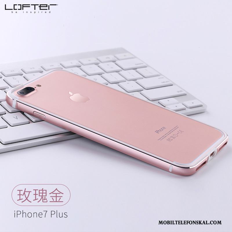 iPhone 7 Plus Metall Frame Guld Skal Telefon Silikon Kreativa Röd