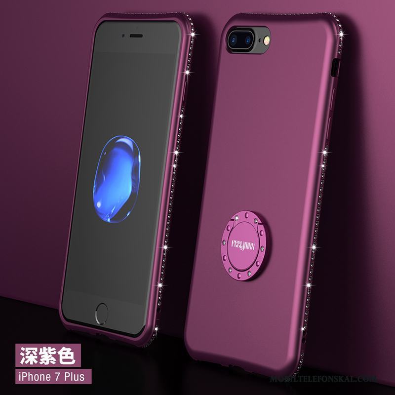 iPhone 7 Plus Metall Skal Telefon Support Rosa Guld Silikon Bakre Omslag Fodral