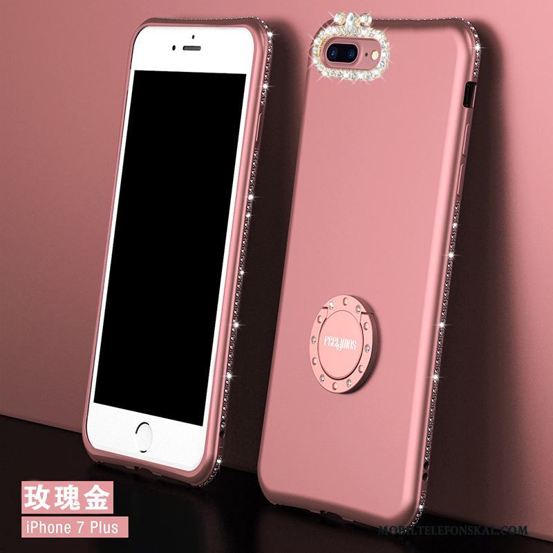 iPhone 7 Plus Metall Skal Telefon Support Rosa Guld Silikon Bakre Omslag Fodral