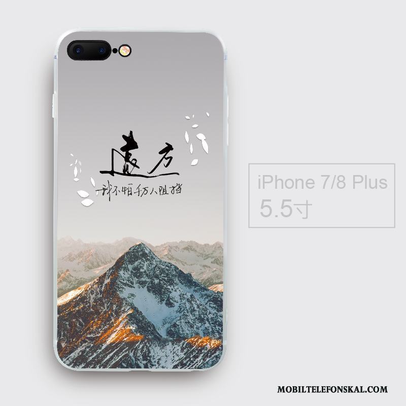 iPhone 7 Plus Mjuk Kinesisk Stil Kreativa Silikon Blå Fodral Skal Telefon
