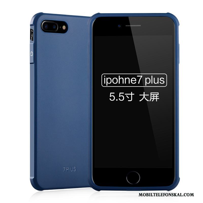 iPhone 7 Plus Mobil Telefon Fallskydd Nubuck Blå Mjuk Silikon Skal