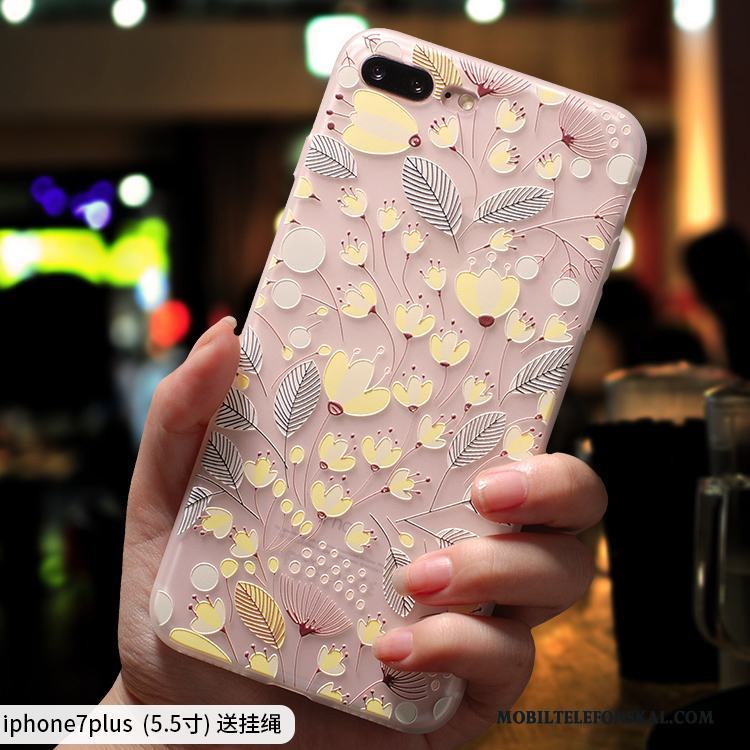 iPhone 7 Plus Rosa Fallskydd Transparent Fodral Silikon Kyla Skal Telefon