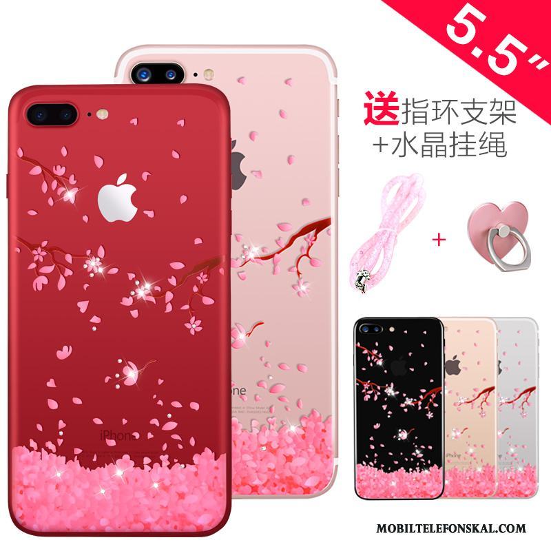 iPhone 7 Plus Rosa Transparent Skal Telefon Strass Ny Silikon Hängsmycken