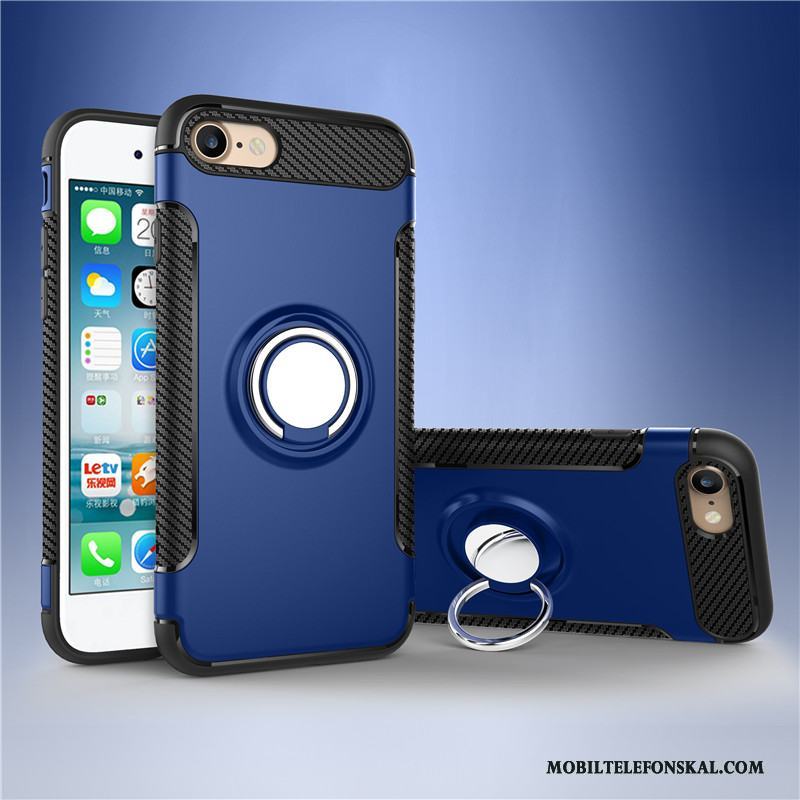 iPhone 7 Plus Silikon All Inclusive Ring Metall Skal Röd Telefon