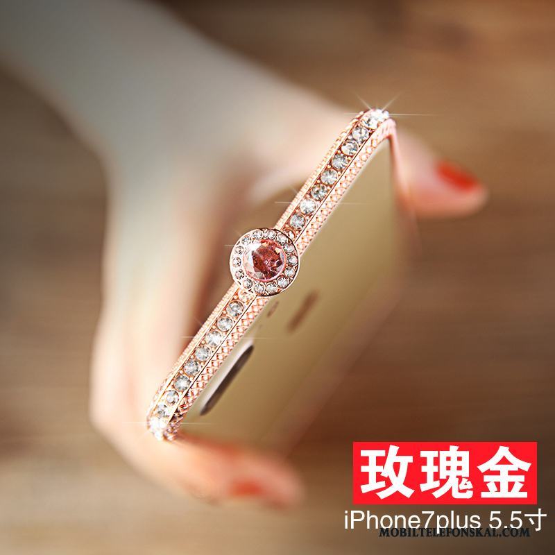 iPhone 7 Plus Silver Skal Telefon Fallskydd Fodral Metall Frame Röd