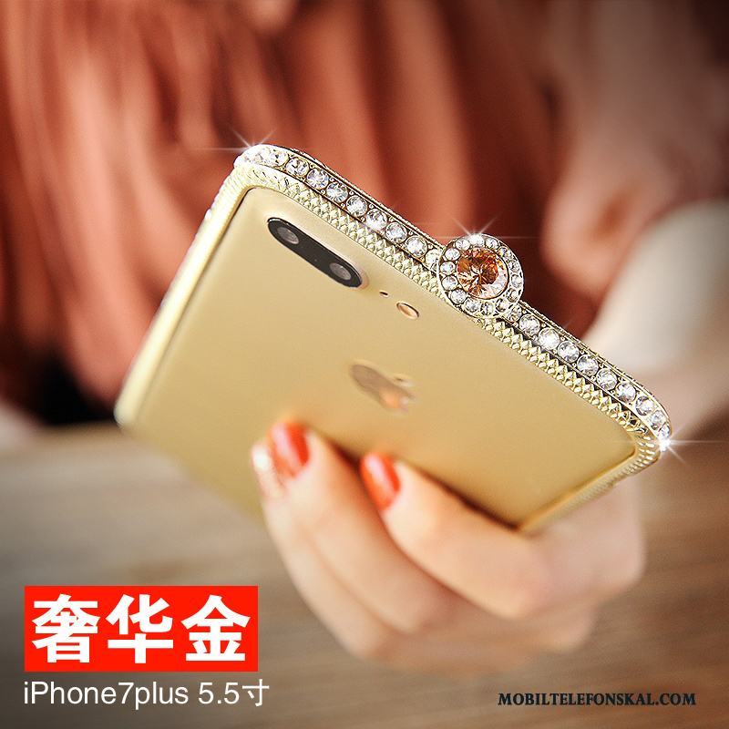iPhone 7 Plus Silver Skal Telefon Fallskydd Fodral Metall Frame Röd