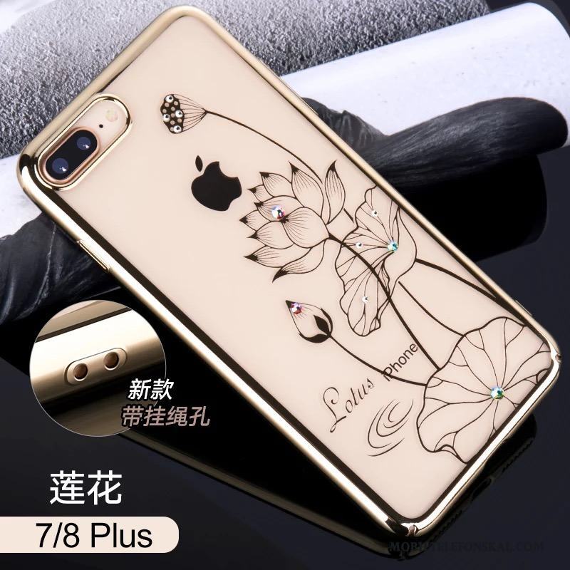 iPhone 7 Plus Skal All Inclusive Fallskydd Hängsmycken Elegant Transparent Strass Guld