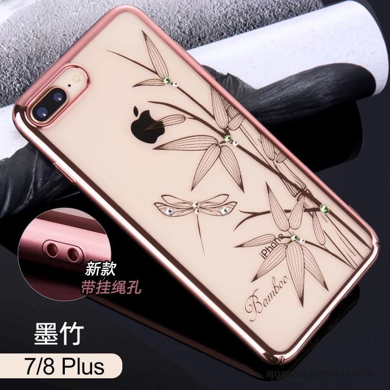 iPhone 7 Plus Skal All Inclusive Fallskydd Hängsmycken Elegant Transparent Strass Guld