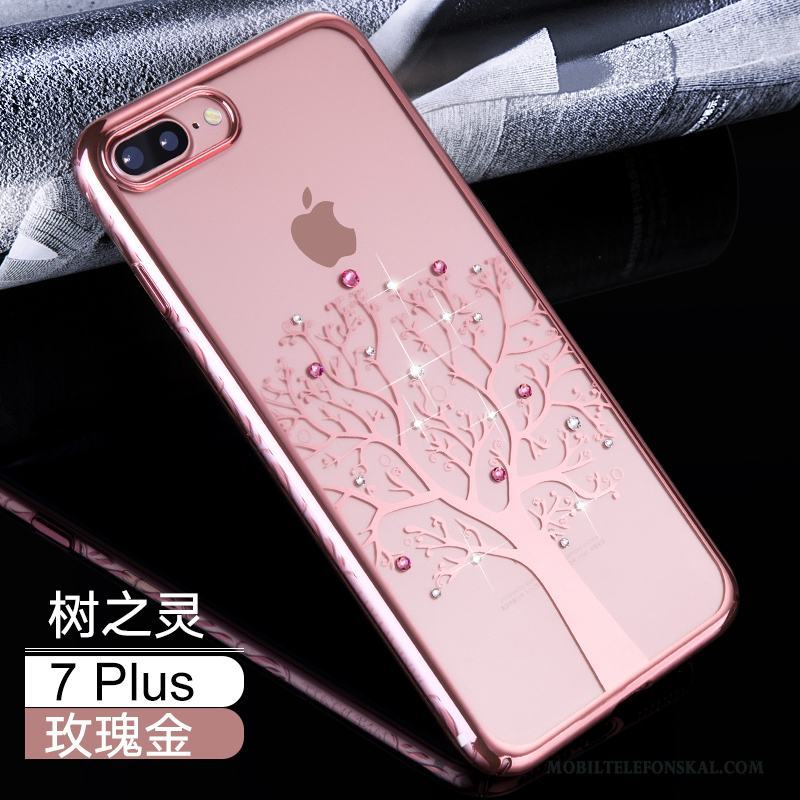 iPhone 7 Plus Skal Svart Transparent Telefon Strass All Inclusive Fallskydd