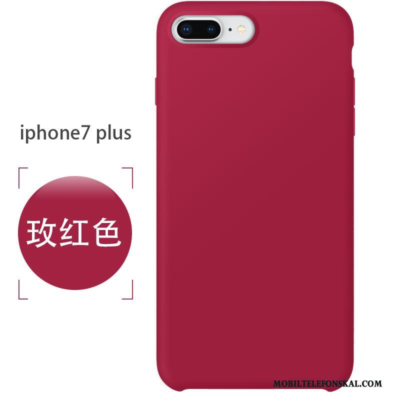 iPhone 7 Plus Skal Telefon Autentiska Silikon Fallskydd Nubuck Mjuk Röd
