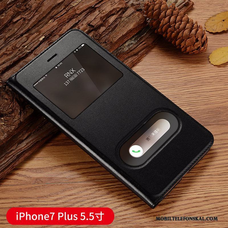 iPhone 7 Plus Skal Telefon Läderfodral Mobil Telefon Clamshell Skydd Blå