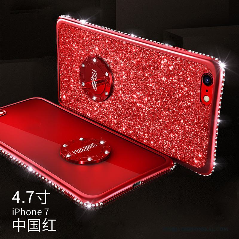 iPhone 7 Silikon Trend Varumärke Elegant Guld Fallskydd Skal Telefon Strass
