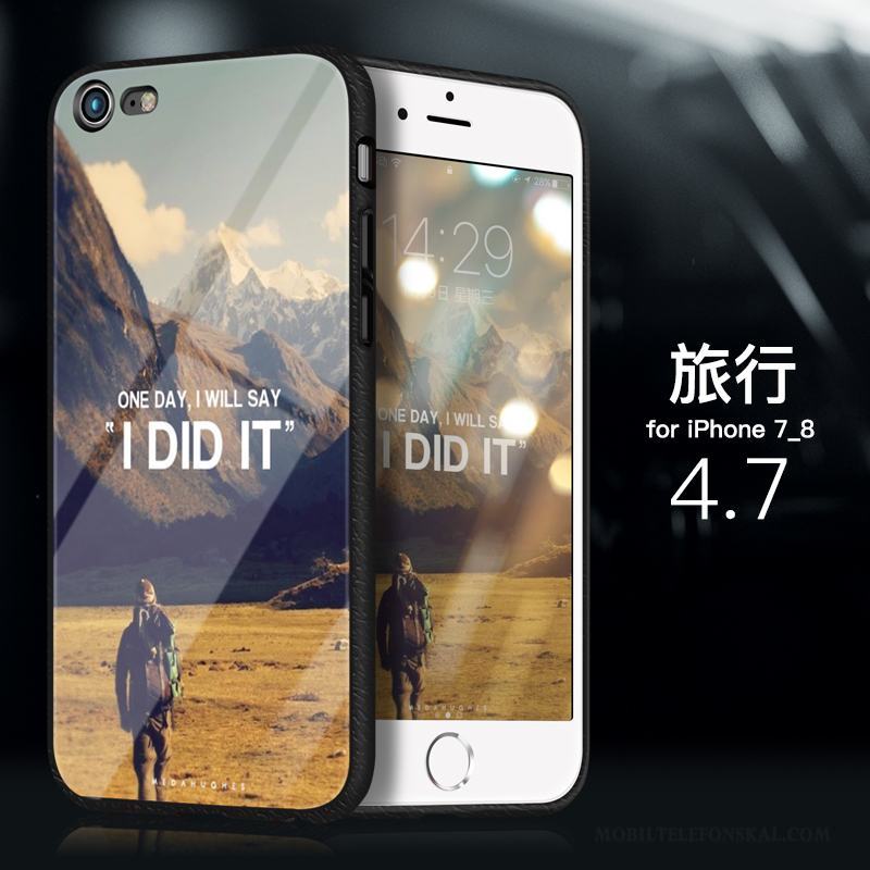 iPhone 7 Skal All Inclusive Skydd Fallskydd Silikon Blå Glas Mjuk