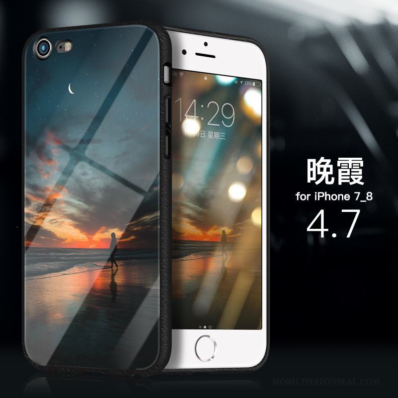 iPhone 7 Skal All Inclusive Skydd Fallskydd Silikon Blå Glas Mjuk