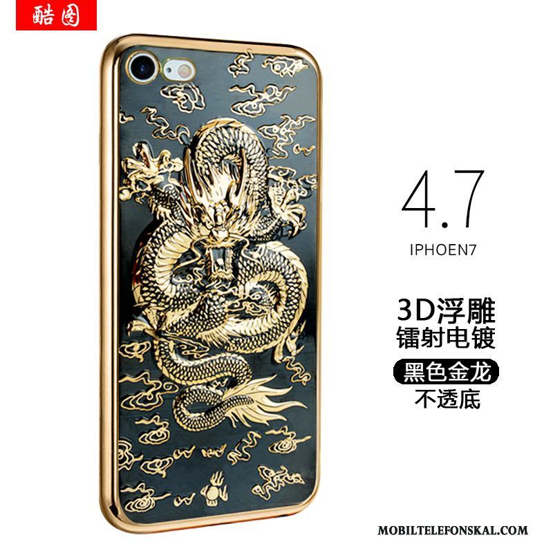 iPhone 7 Skal Kinesisk Drake Trend Guld Skydd Fodral Mjuk Fallskydd
