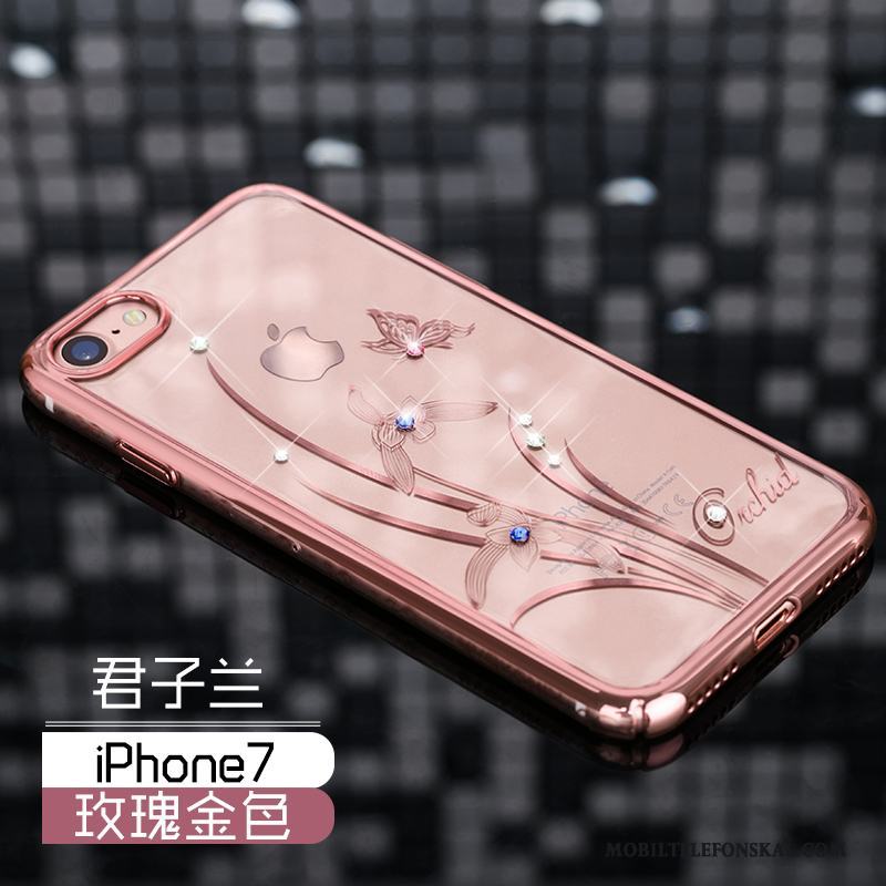 iPhone 7 Skal Rosa Guld Hård Strass Fallskydd Lyxiga Telefon